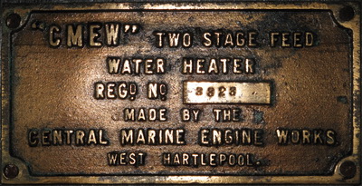 The engine room plaque from The Duke of Sparta The Duke of Sparta engine room plaque