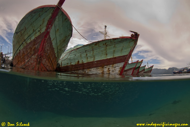 Fishing boats at the Twilight Zone in Ambon Fishing boats at anchor at the Twilight Zone