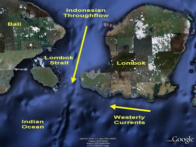 Lombok Current Map Map of Lombok currents