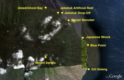 Amed Map with showing Blue Point & Gili Selang