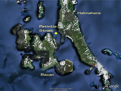 Halmahera and the Patintie Strait map